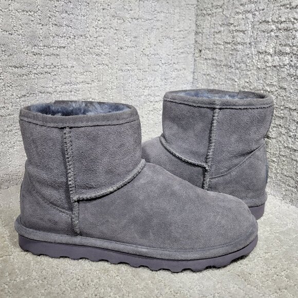 BearPaw Alyssa Women's Size US 10 Gray Suede Sheepskin Wool Ankle Boot Shoes - Picture 4 of 9